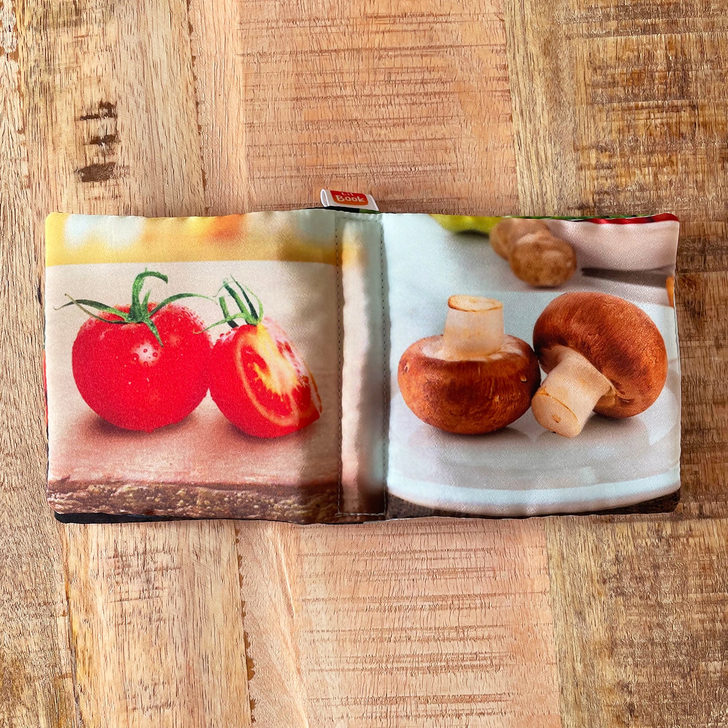 CHEEKY VEGGIES - Soft Fabric Baby Book Real Vegetable Images - OEKO-TEX®